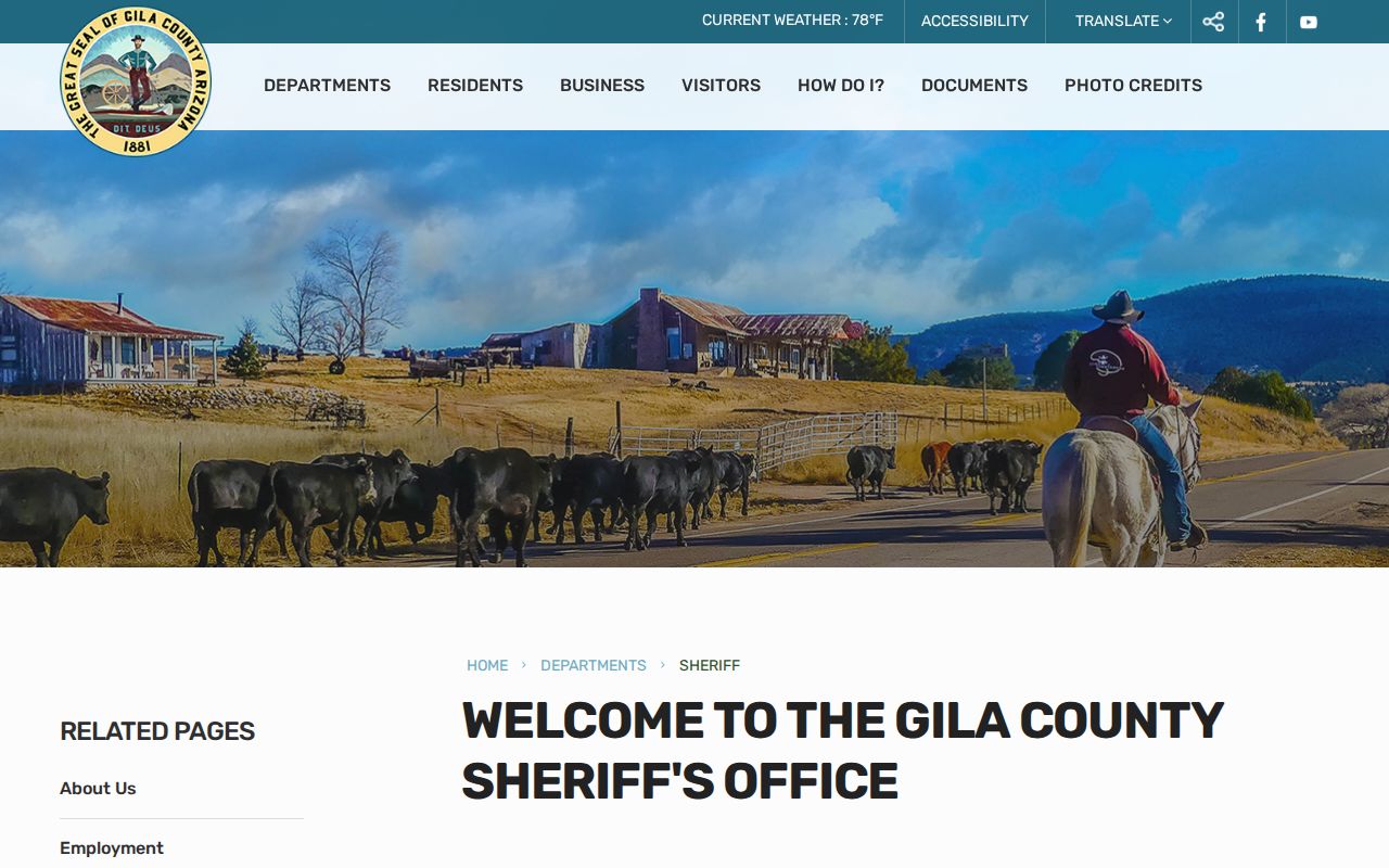 Gila County Sheriff official website landing page